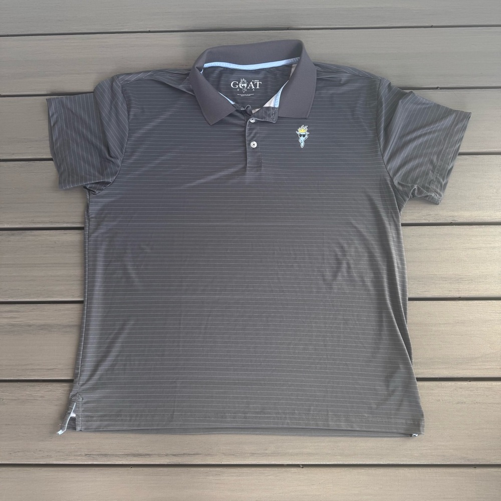 Goat USA Men’s Performance Golf Short Sleeve Polo Dark Gray Stripes Size‎ XL